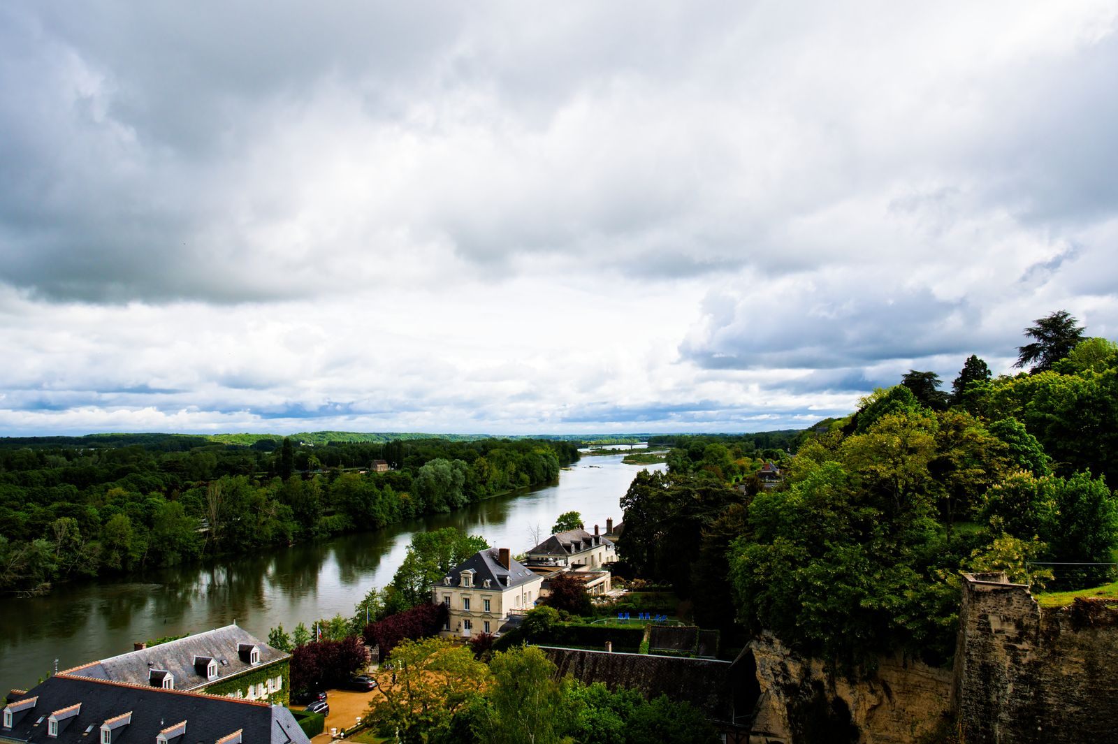 The Loire River and green countryside at Amboise in the Loire Valley, France